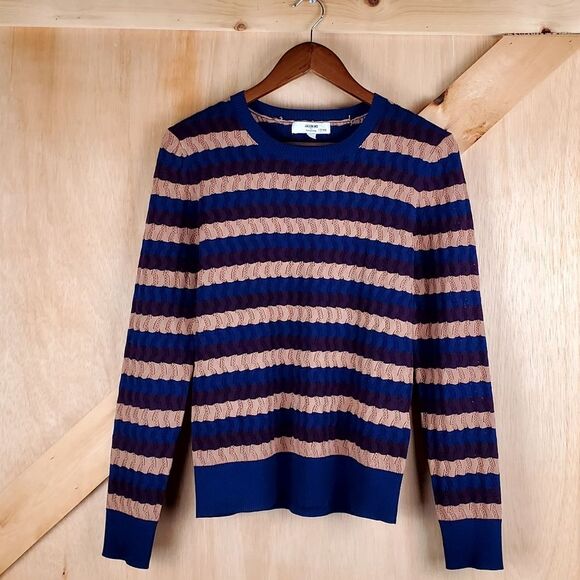 JASON WU Collective  Multi-Color Striped Knit Eyelet Pullover Sweater in Size M - Picture 1 of 5